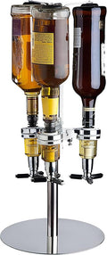 Godinger 3-Bottle Revolving Liquor Dispenser, Stainless Steel Bottle Rack