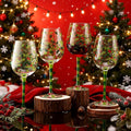 SiliFine 4 Pcs Christmas Holly Berry Party Stemmed Wine Glasses Hand Painted Drinking Cup Wine Glasses Gifts for Birthday Theme Holiday Party Supplies