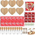 LemonRoad 6 Set Heart Board Gifts for Mother Bamboo Heart Charcuterie Board with Utensils Kitchen Towels Thank You Tags for Mother's Day Bridal Baby Shower Birthday Holiday Housewarming Party Favors