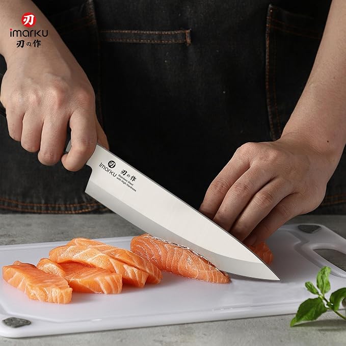 imarku Chef Knife 8-Inch Pro Japanese Kitchen Knife High-Carbon Stainless Steel Paring Knife Ergonomic Handle Rasor Sharp Single-Bevel Edge Gift for Men