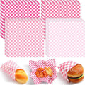 Spakon 1000 Sheets Wax Deli Paper Sheets for Food 12 x 12 Inch Checkered Dry Waxed Deli Basket Liners for Sandwich Wrapping, Food Basket Liners, Picnic party(Pink-white)