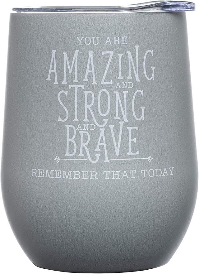 DIVERSEBEE Inspirational Thank You Gifts for Women, Best Friend, Mom, Wife, Girlfriend, Coworker, Nurse, Encouragement Birthday Wine Gifts - Insulated Wine Tumbler Cup with Lid (Glacier Gray)