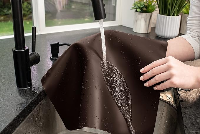 GASARÉ, Set of 2, Extra Large, Thick, Silicone Mats for Kitchen Counter, Heat Resistant Mats, Countertop Protector, Non-Slip, Easy to Clean, 25 x 17 Inches x 1.4mm, Brown