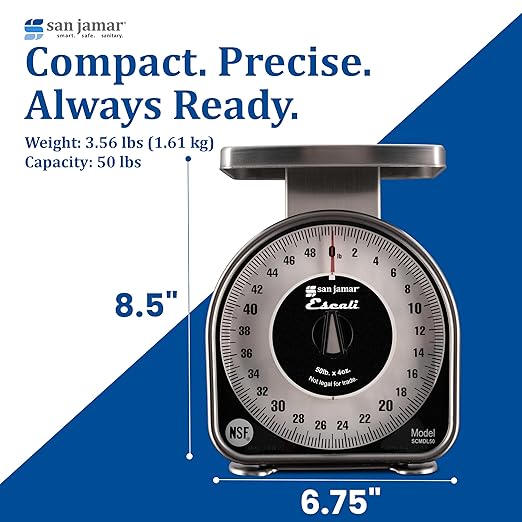 San Jamar SCMDL50 Mechanical Dial Food/Kitchen Scale, 50 lb Capacity
