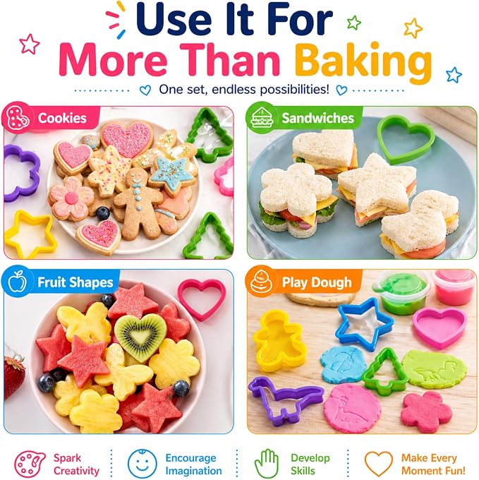 108PCS Shape Cookie Cutters Bulk – Big Plastic Baking Cookie Cutters Variety Pack for All Purpose, Alphabet Numbers Animals Hearts and Other Shapes for Baking Bento Box Bakeware Holiday Birthday Party