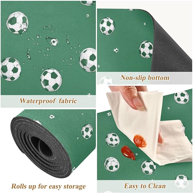 Green Soccer Balls Trivet Table Runner Heat Resistant 230F for Hot Dishes Pots Plates Kitchen Dining Table Protector Decorative 39.37x 11.8
