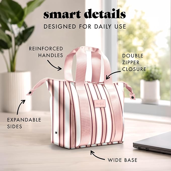 Fit & Fresh Remi Lunch Bag for Women Work – Neoprene Lunch Tote with Containers & Ice Pack, Reusable Meal Prep Lunch Box, Large Capacity, Machine Washable