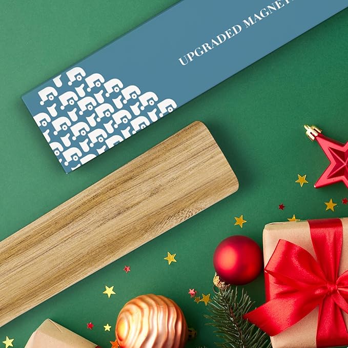 Magnetic Knife Holder for Wall, Acacia Wood Knife Magnetic Strip No Drill Knife Magnet Storage Bar Magnetic Tool Key Holder Strip for Kitchen Utensil Organizer (Light Brown, 16 Inch)