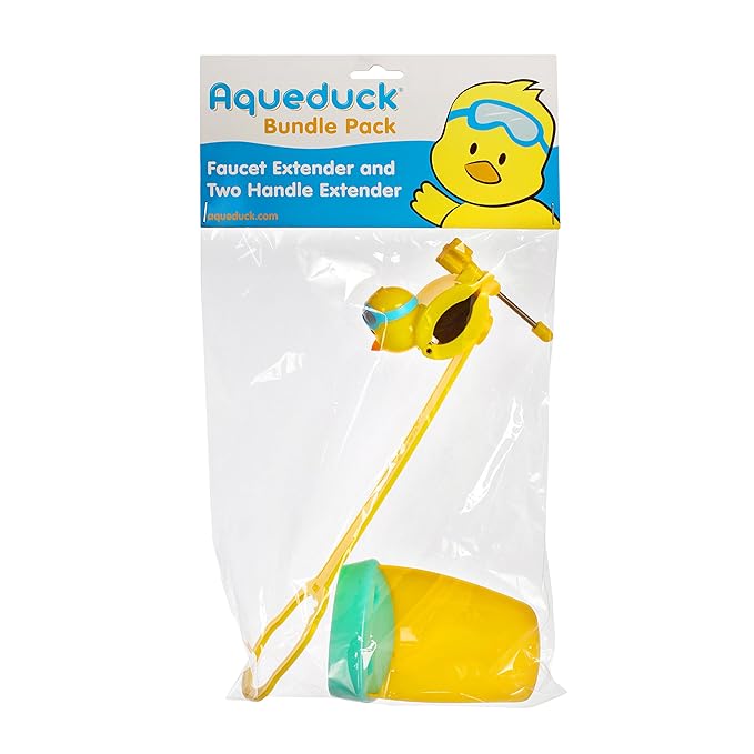 Aqueduck Faucet Handle Extender Set. Connects to Sink Handle and Faucet to Make Washing Hands Fun and Teaches Your Baby or Child Good Habits and Promote Independence to Them.