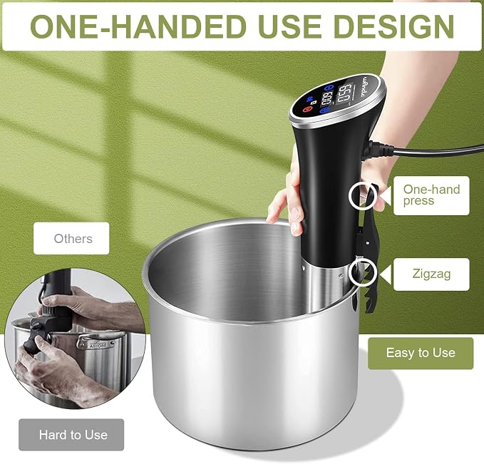 Sous Vide, Wancle Sous Vide Cooker 1100W IPX7 Waterproof Thermal Immersion Circulator With Reservation Function, Easy to store