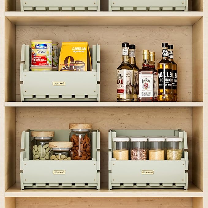 HABAU Potato Onion Storage Bin - Wood Stackable Produce Basket with Handles - Thumbnail 4