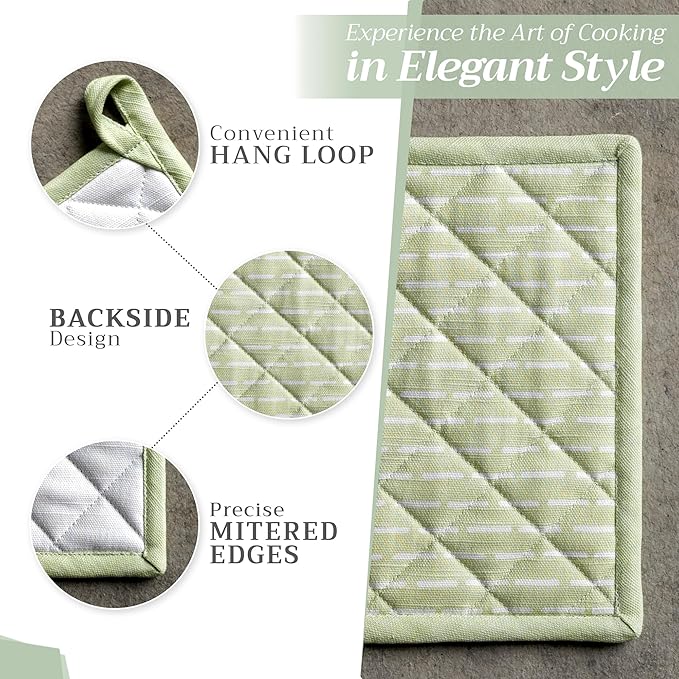 Maison d' Hermine Pot Holders 100% Cotton Heat Resistant Potholders 8" x 8" Hot Pads with Loop BBQ Cooking Baking Gifts for Mothers Day Handling Hot Pans Spring/Summer(Pack of 1, Paradise Island)