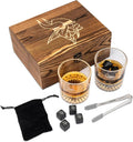 The Memory Company Officially Licensed NFL Wood Boxed Drinkware Set - 2 Premium Rocks Glasses with Laser-Etched Team Logo & Reusable cooling cubes, Whiskey & Cocktail Gift Set for Football Fans