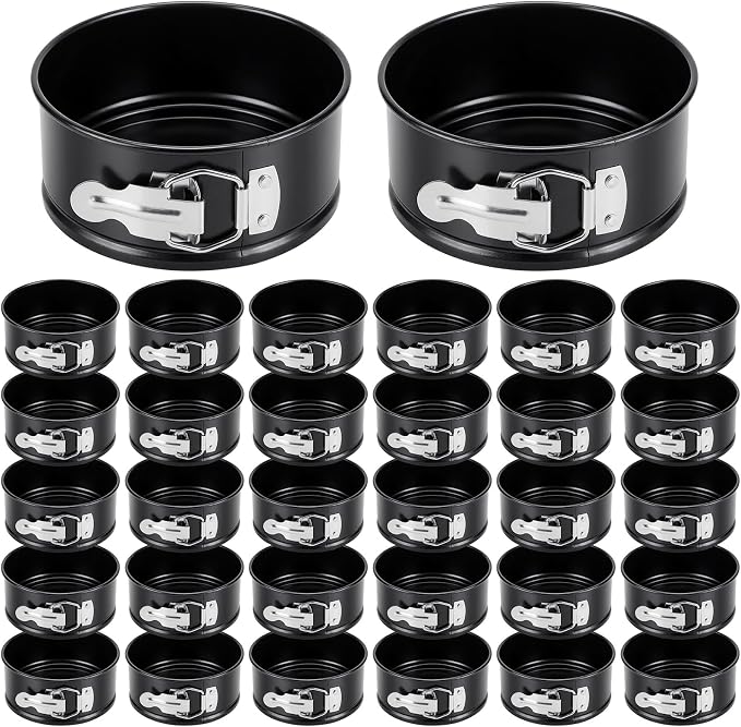 Sunnyray 50 Pcs 4 Inch Springform Pan for Baking Mini Cheesecake Pans with Removable Bottom Nonstick Leakproof Round Cake Mold Spring Form Molds for Mini Cheesecake Pizza and Quiches (Black)