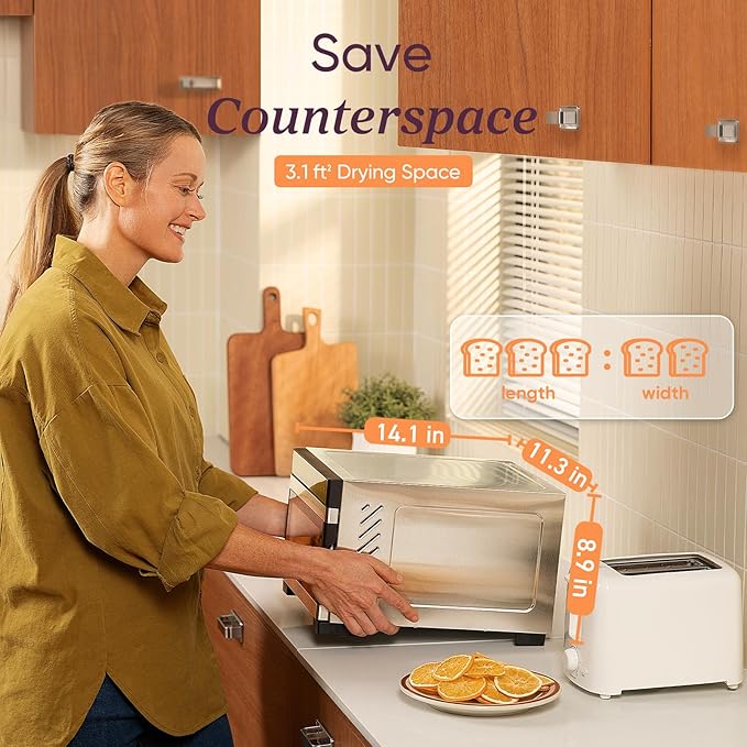 Cosori Food Dehydrator, 5 Stainless Steel Trays, 3.1 ft² Drying Space