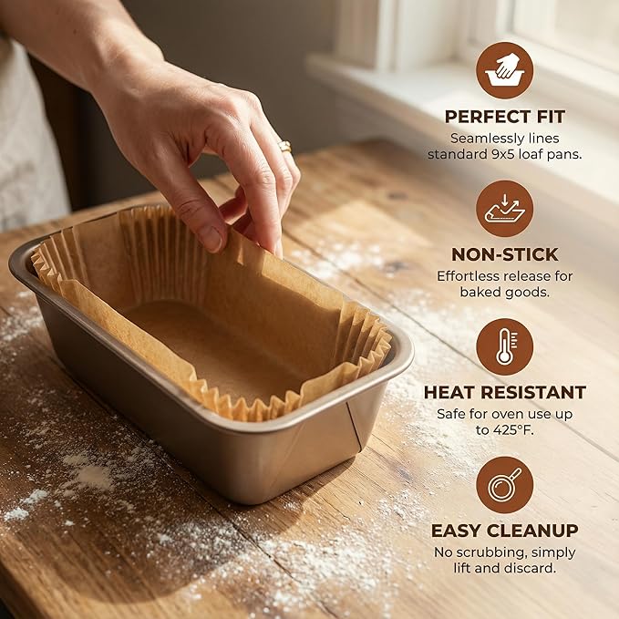 Loaf Pan Liners, 160Pcs Bread Pan Liners for Baking Bread 9x5, 9.5 x 5 Inch, Food Grade, Oil Proof, Heat Resistant, Non-Stick Disposable Parchment Paper for Oven, Air fryer, Pans, Baking