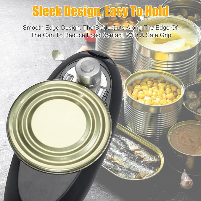 Electric Can Opener, Automatic Handheld Jar with Safe Cut, Rechargeable Bottle Kitchen Tool, Easy to Use for Seniors Adults