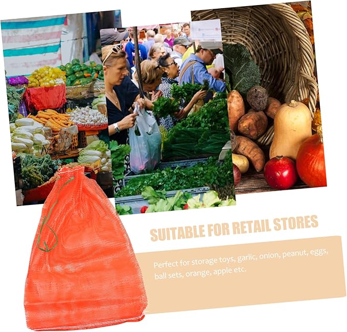 Ciieeo Large Round Mesh Produce Bag 50x80cm Reusable Mesh Storage Bags Drawstring for Fruits Vegetables