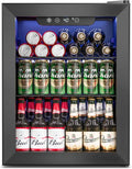 Feelfunn 1.7 Cu.Ft Beverage Refrigerator Cooler - 68 Can Mini Fridge Glass Door for Drink Soda Beer Wine - Small Refrigerator for Bedroom Office Home Dorm Bar, Black