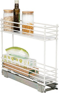 Household Essentials Glidez Paint-Finished Steel Pull-Out/Slide-Out Basket Storage Organizer with Plastic Liners for Under Cabinet Use - 2-Tier Design - Fits Standard Size Cabinet or Shelf, White