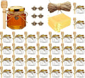Adabocute Honey Pot, Mini Glass Honey Jars with Wood Dipper, Gold Lid, Bee Charms, Gold Organza Bags, Thank-you Tags, Ideal for Baby Showers Wedding Favors Party Favors, 2oz 30 Pack