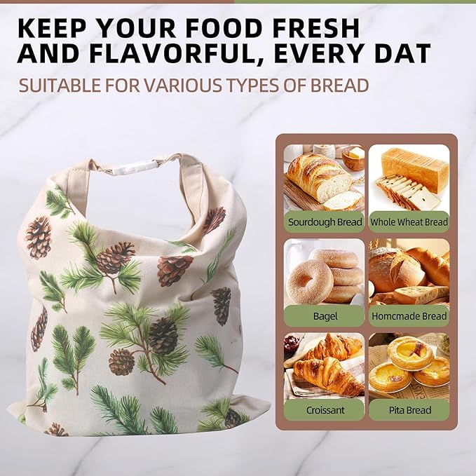 Reusable Beeswax Bread Bags for Homemade Bread,Sourdough Bread Bag with Zipper,Eco-Friendly Cotton Large Food Storage Bags to Keep Fresh,Bakery Essentials(2 Pack)