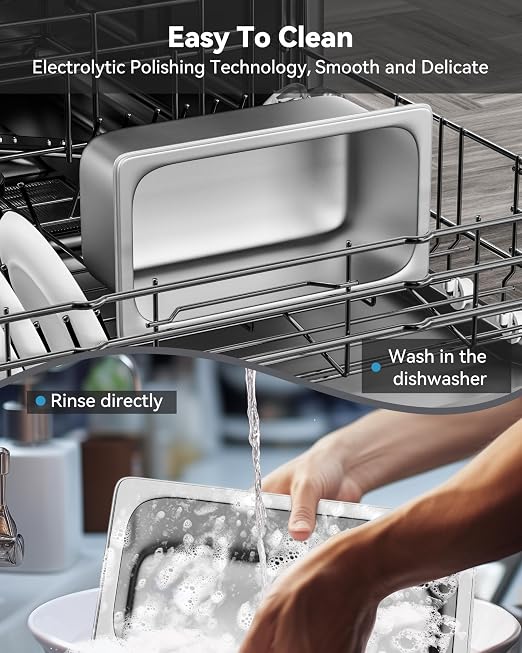 ZeroPone 8 Pack Hotel Pans with Lids, 1/3 Size 6" Deep Stainless Steel Steam Table Pan 22 Gauge Anti Jam Commercial Food Pans for Hotel, Party, Buffet, Catering Supplies