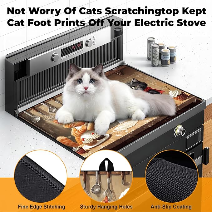 Heat-Resistant Glass Stove Top Cover with Anti-Slip Rubber Coating – 28.5x20.5 Inch Electric Stove Protector, Scratch-Resistant, Expands Counter Space, Stylish Kitchen Decor