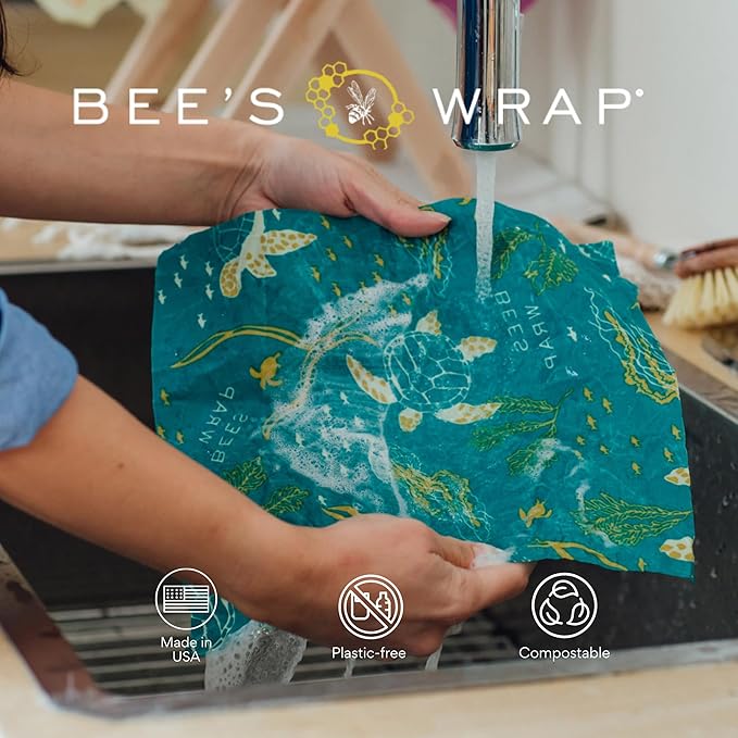 Bee's Wrap Beeswax Wraps for Bread - Beeswax Bread Wrap for Sourdough & Bread Storage - Plastic Free Made in USA Reusable Natural Food Wrap - Ocean