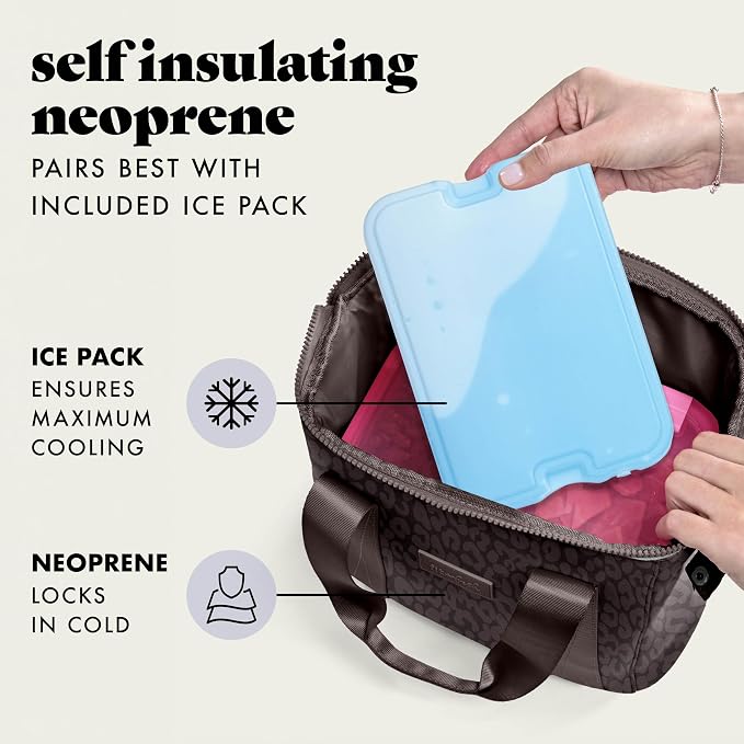 Fit & Fresh Remi Lunch Bag for Women Work – Neoprene Lunch Tote with Containers & Ice Pack, Reusable Meal Prep Lunch Box, Large Capacity, Machine Washable