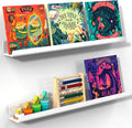 NiHome Set of 2 Magnetic Acrylic Floating Book Shelves, 24 Inches Long for Whiteboard, Classroom and Fridge Storage, Holds Up to 8.5 lbs, Sleek Design Organizer for Large Picture Adhesive (White)
