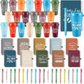Teenyyou 60 Pcs Employee Appreciation Gift Set, 16oz Tumbler with Lid Notebook Pen Bulk Thank You Gift Holiday Party Favor for Teachers Office Coworker Teacher Staff Team (Fresh Color,Elegant Style)
