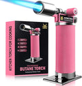 RAVS Butane Torch, Premium Metal Pink Torch Lighter with Adjustable Flame & Safety Buckle, Food Torch for Baking, BBQ, Desserts, Unique Gifts for Women, Butane Fuel Not Included