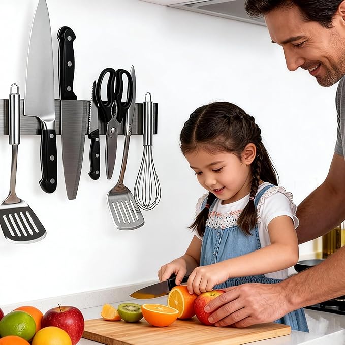 Magnetic Knife Strips, Magnetic Knife Holder for Wall 10.5 Inch, Stainless Steel Magnetic Strip Use as Knife Bar, Knife Holder for Kitchen Utensil Organizer