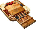 Picnic at Ascot Personalized Engraved Acacia Cheese/Charcuterie Cutting Board with Knife Set & Cheese Markers- Designed & Quality Checked USA