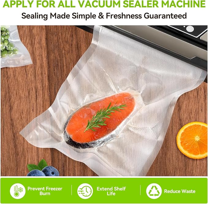 HytusCooking 8" x 150' Food Vacuum Sealer Bags Rolls with Cutter Dispenser for Food Storage, Heavy Duty Vacuum Seal Bags for Sous Vide, Meal Prep,Freezer and Long Term Preservation,BPA-Free