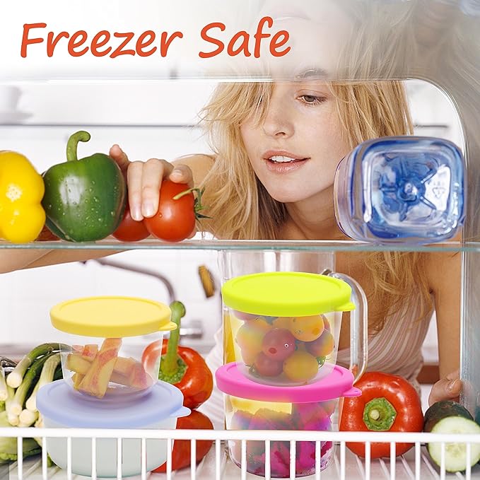 LUVCOSY 2 Cup Silicone Replacement Lids Storage Cover for Pyrex 7200-PC Glass Bowls (Container not Included) 8 Pack Microwave, Dishwasher and Freezer Safe