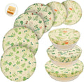 6 Pcs Beeswax Bowl Covers Reusable, Large Reusable Bowl Covers for Bread Proofing,Stretchable to Fit 8/10/12 Inch Bowls (2 Each),3 Patterns, Beeswax Wraps for Bread,Leftovers,Fruits,Salad