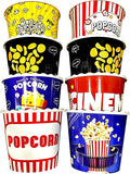 Modern Style Reusable Plastic Popcorn Box/Popcorn Containers/Popcorn Bowls Set for Movie Theater Night - (BPA Free - 8 Pack - 75 oz) (Mix 8-W)