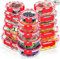 VERONES 30 Pieces Glass Meal Prep Containers Set, Stackable Glass Food Storage Containers with Lids-Airtight Lunch Containers，for Microwave, Oven, Freezer & Dishwasher,Red