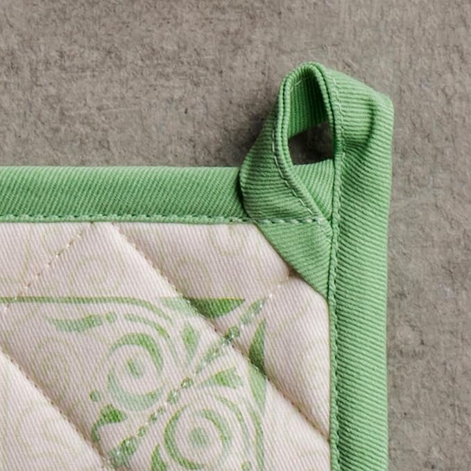 Maison d' Hermine Pot Holders 100% Cotton Heat Resistant Potholders 8" x 8" Hot Pads with Loop BBQ Cooking Baking Gifts for Mothers Day Handling Hot Pans Spring/Summer (Pack of 1, Jardin Du Roy)