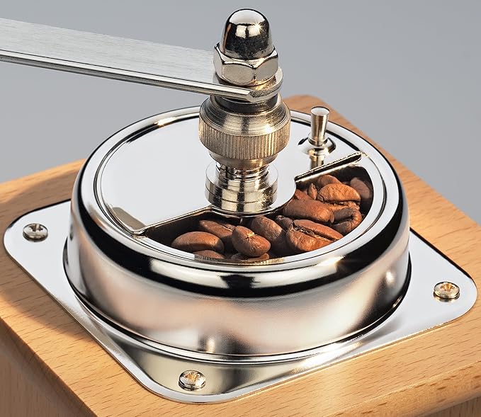 Zassenhaus Brasilia Coffee Mill, Beechwood Manual Coffee Bean Grinder, Traditional Hand Crank Coffee Mill,Natural/Chrome