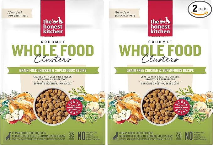 The Honest Kitchen Whole Food Clusters Grain Free Chicken Dry Dog Food, 1 lb Trial Pouch (Pack of 2)
