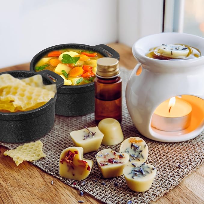 4 Pcs Mini Dutch Oven, 500F Small Round Iron Cocotte Black Dutch Oven Pot with Lid and Dual Handles Cast Iron Pot for Stovetop Use Marinate Cook Bake Refrigerate, Individual Servings(20 oz)