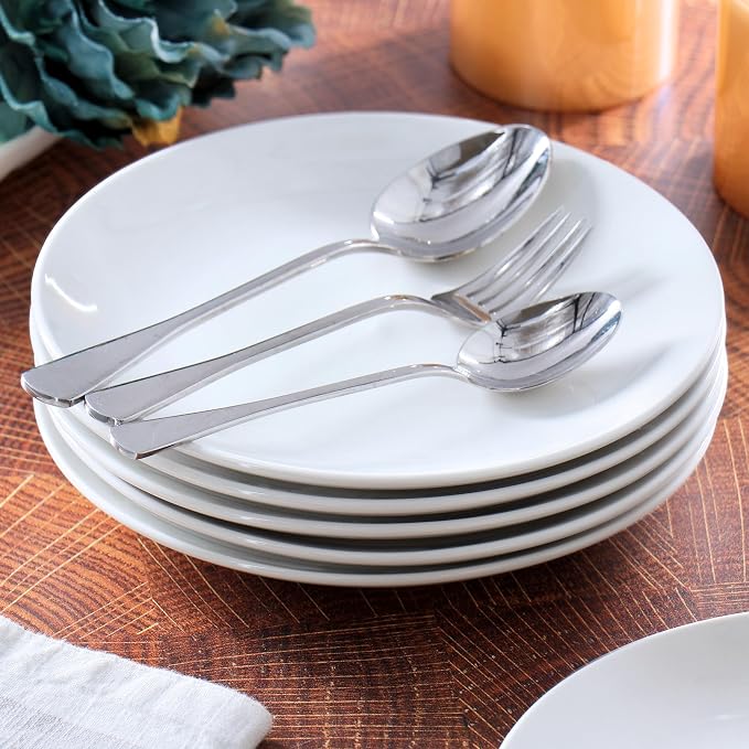 Elama Professional Kitchen 12 Piece Porcelain Dinnerware/Tableware Set (Round Salad/Dessert Plate White)