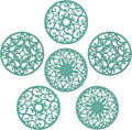Trivets for Hot Dishes, Silicone Trivet Hot Pads for Kitchen, Trivets for Hot Pots and Pans, Silicon Pot Holder Mat for Tabletop, Teal Kitchen Trivet for Quartz Countertops Set of 6