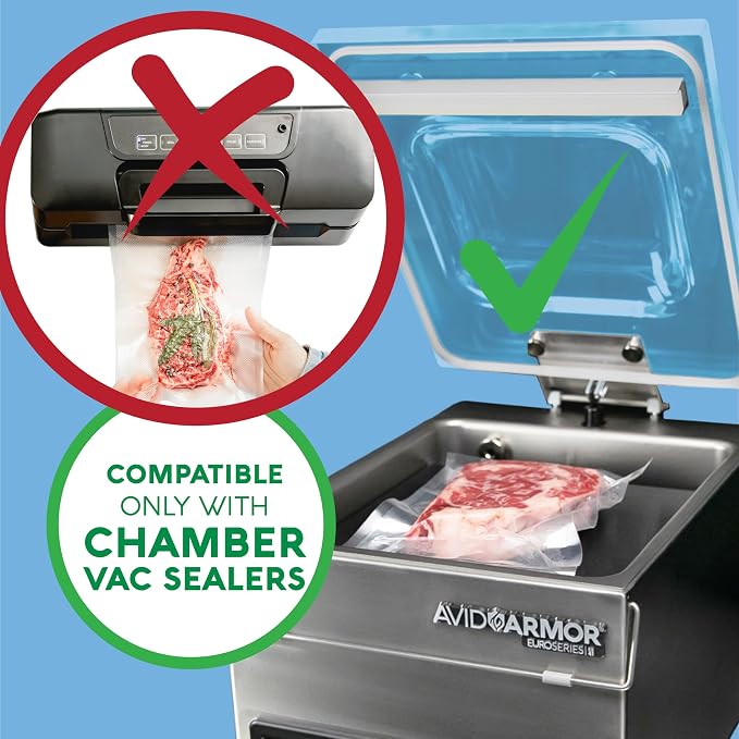 Avid Armor Chamber Vacuum Sealer Bags – 6x8" – 250 Pack – Heavy Duty Commercial Grade, BPA-Free Pouches for Sous Vide, Food Preservation, Meat Storage, Freezing, and Long-Term Storage
