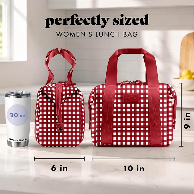 Fit & Fresh Remi Lunch Bag for Women Work – Neoprene Lunch Tote with Containers & Ice Pack, Reusable Meal Prep Lunch Box, Large Capacity, Machine Washable