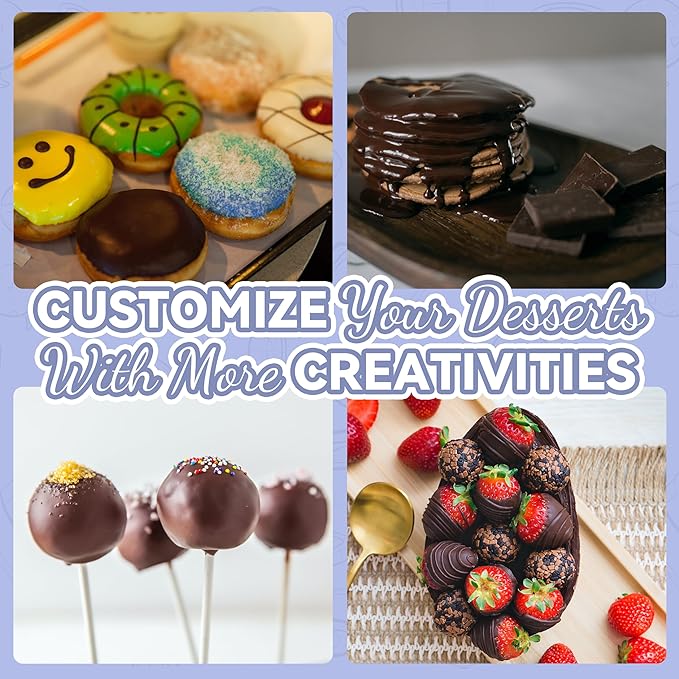 Party Desserts Candy and Chocolate Melting Pot with 2 Pots, Mini Electric Fondue Pot, Melts Candy Chocolate in a Couple of Minutes, Ideal for Cake Pops Cookies Cakes, 2.5 Cups, Aqua