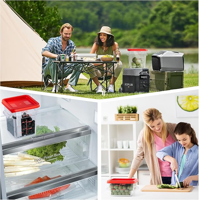 6 Quart Set of 4 Food Storage Containers,Food Containers with Lids and Handles,Square Commercial Food Containers for Kitchen, Restaurant，Refrigeration etc
